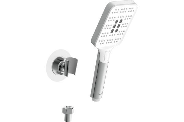 Душевой гарнитур FERRO (держатель лейки) 3 режима шланг 150 металл квадрат (экспозиция)