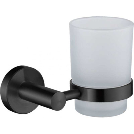 Стакан одинарный настенный (стекло)(черный+хром)