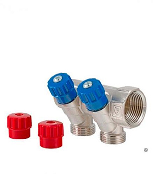 Коллектор с отсекающими кранами VALTEC 1х3 вых. Евроконус 3/4
