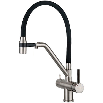 Смеситель д/кухни  гиб.изливом и доп канал. д/пит.воды (сатин) *8 G4398 GAPPO