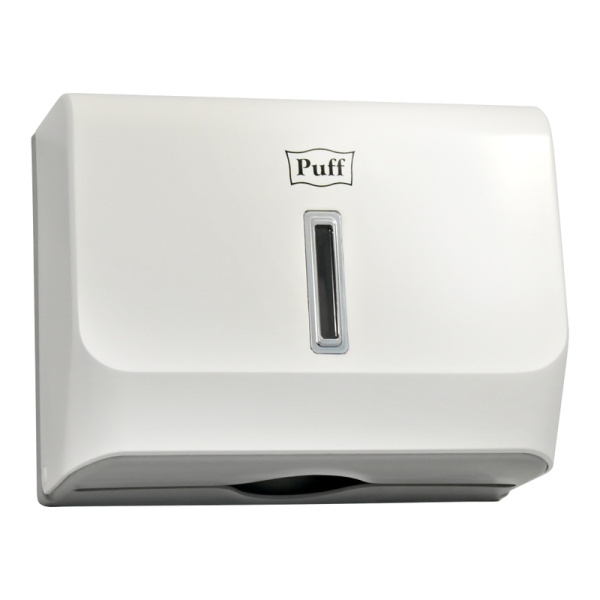 Диспенсер бумажных полотенец Puff-5130, белый, с замком, ABS-пластик